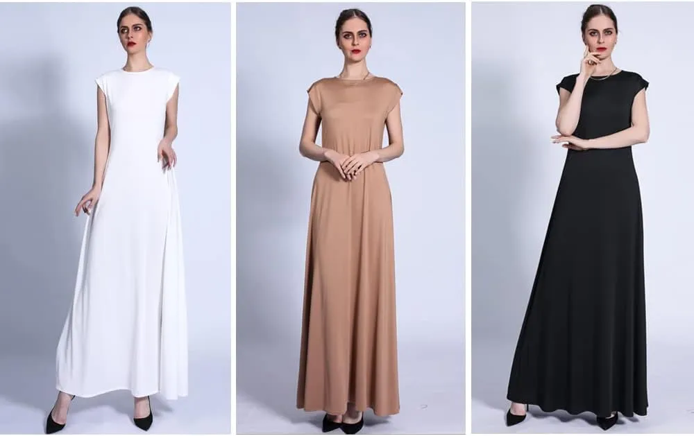 Casual Basic Muslim Dresses for Women Long Dress Women Abaya Dress Islamic National Robe