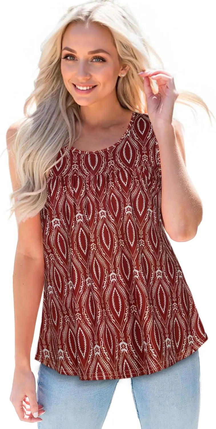 CHICGAL Womens Summer Tank Tops Sleeveless T Shirt Casual Loose Fit Tunic Blouses