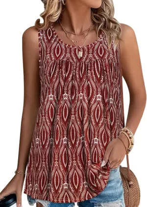 CHICGAL Womens Summer Tank Tops Sleeveless T Shirt Casual Loose Fit Tunic Blouses
