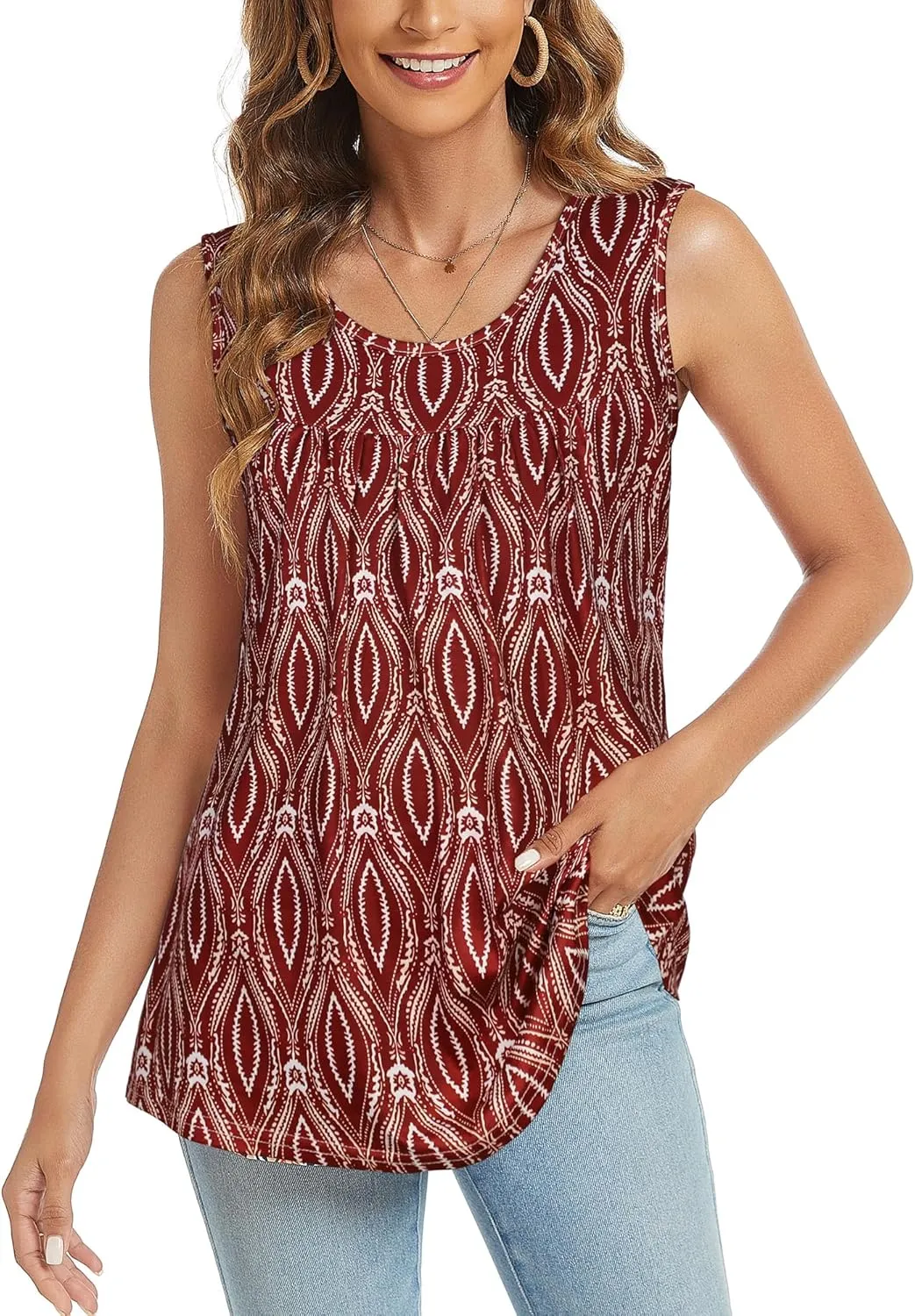 CHICGAL Womens Summer Tank Tops Sleeveless T Shirt Casual Loose Fit Tunic Blouses