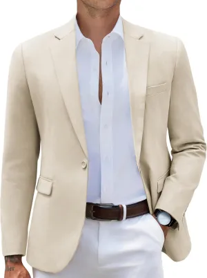 COOFANDY Mens Casual Sport Coat Khaki Blazer Slim Fit Lightweight Summer Cotton Suit Jacket