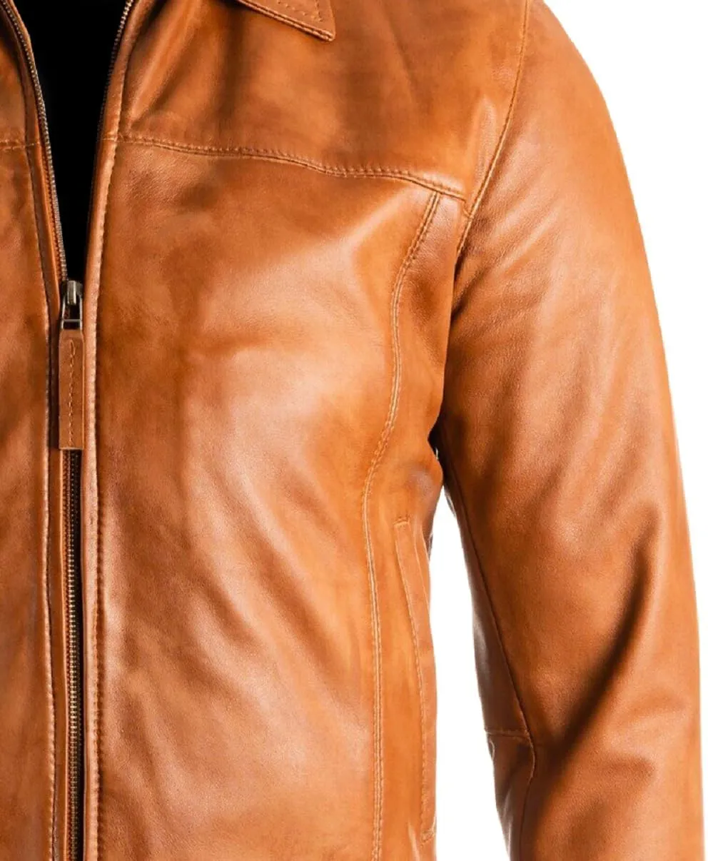 Isaac & David Chicago Men's New Black/Brown Lambskin Leather Classic Open Bottom Jacket Motorcycle Vintage Racing Jacket
