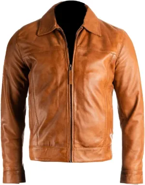 Isaac & David Chicago Men's New Black/Brown Lambskin Leather Classic Open Bottom Jacket Motorcycle Vintage Racing Jacket
