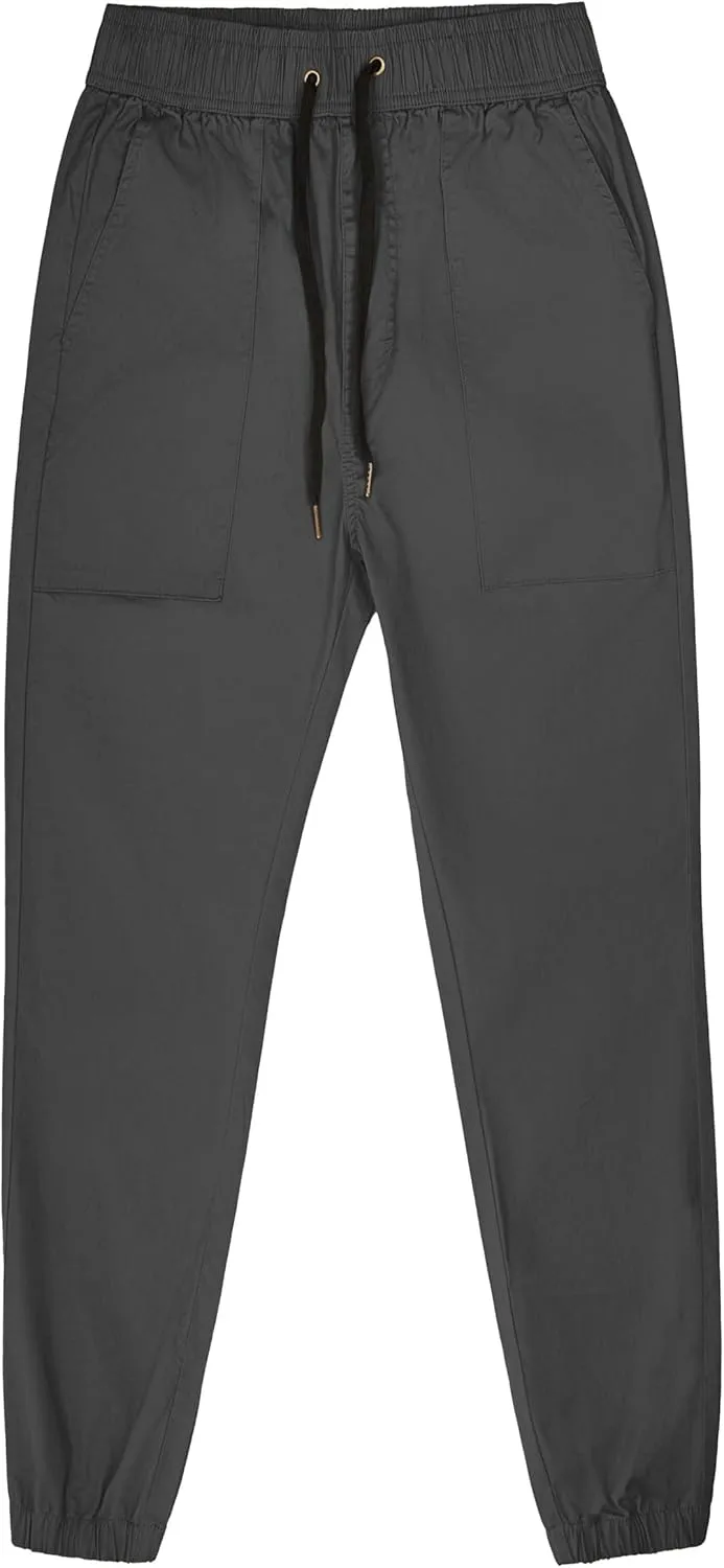 ITALYMORN Khaki Chino Joggers for Men Elastic Ankle and Waist Summer Casual Pants with Pockets