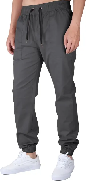 ITALYMORN Khaki Chino Joggers for Men Elastic Ankle and Waist Summer Casual Pants with Pockets