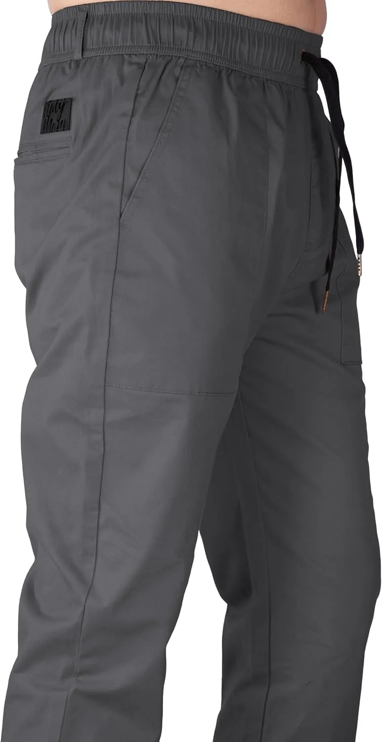 ITALYMORN Khaki Chino Joggers for Men Elastic Ankle and Waist Summer Casual Pants with Pockets