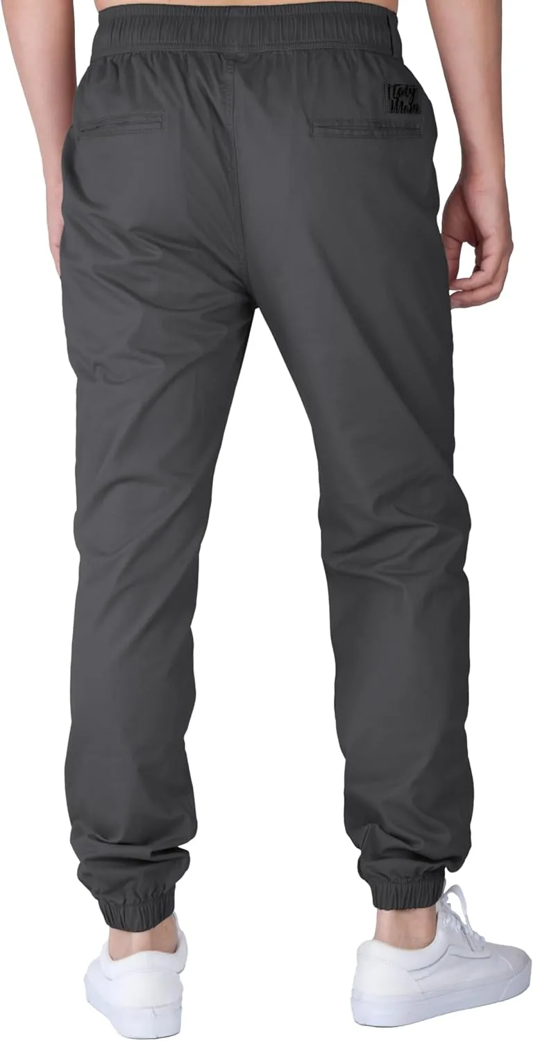 ITALYMORN Khaki Chino Joggers for Men Elastic Ankle and Waist Summer Casual Pants with Pockets