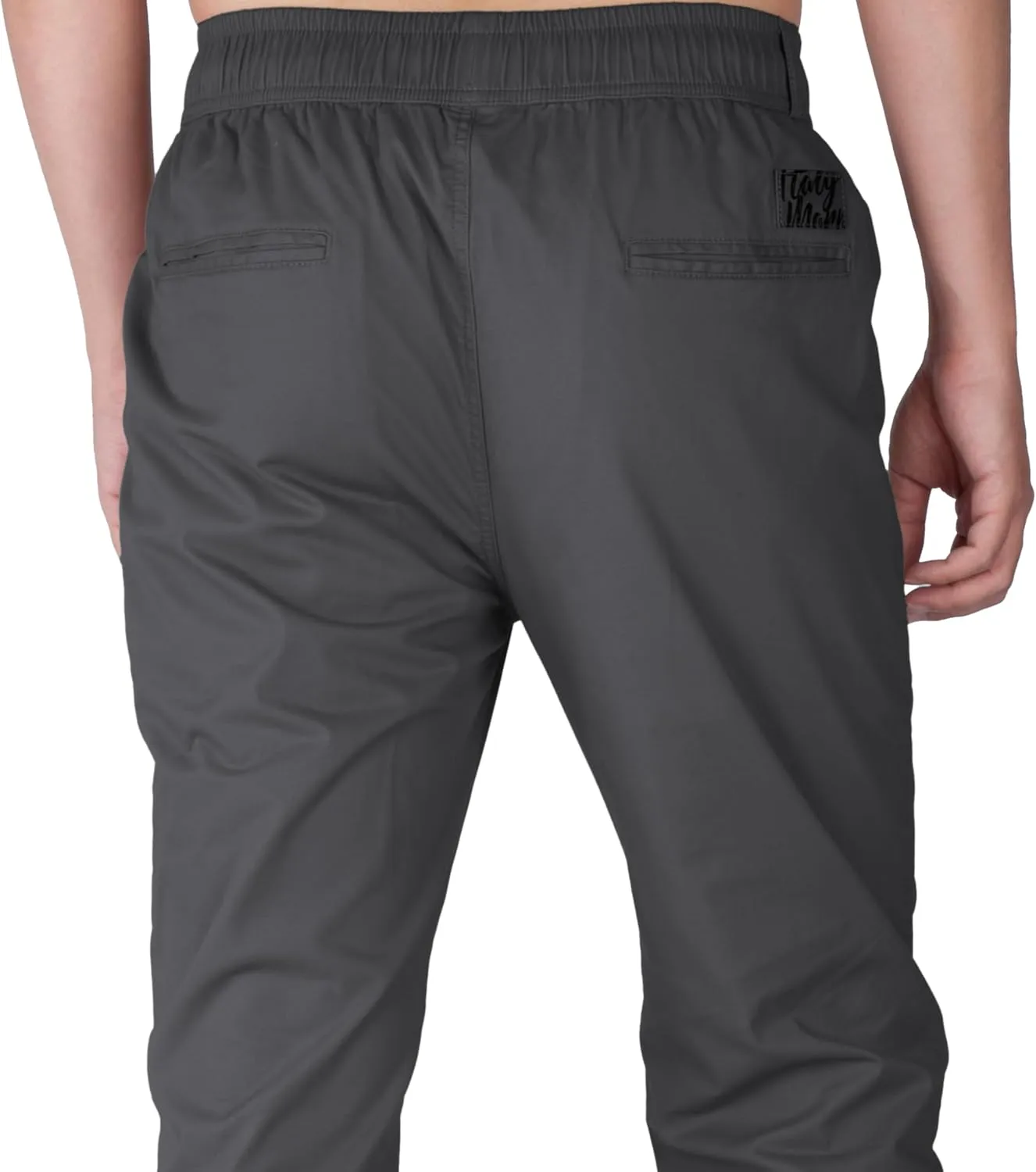 ITALYMORN Khaki Chino Joggers for Men Elastic Ankle and Waist Summer Casual Pants with Pockets