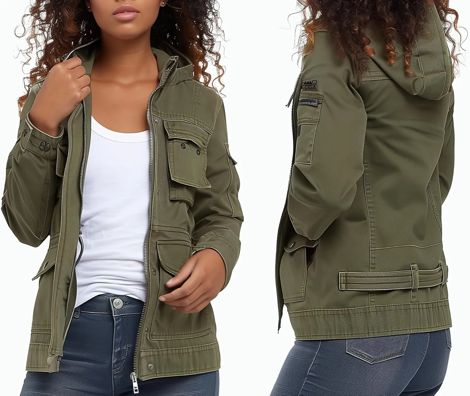 JTNFairy Casual Jackets for Women Long Sleeve Zipper Classic Outwear Bomber Coats with Pockets