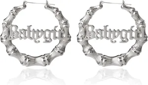 Large Babygirl Bamboo Joint Hoop Earrings - Hollow Out Hoops with 80s 90s Fashion Style for Party