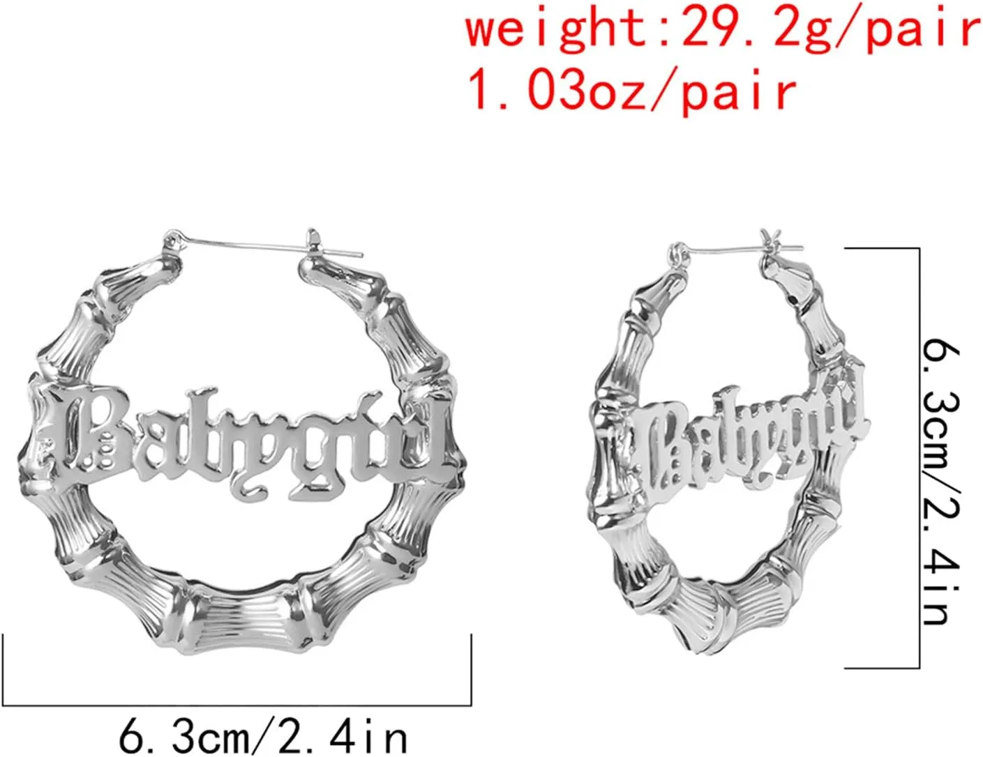 Large Babygirl Bamboo Joint Hoop Earrings - Hollow Out Hoops with 80s 90s Fashion Style for Party