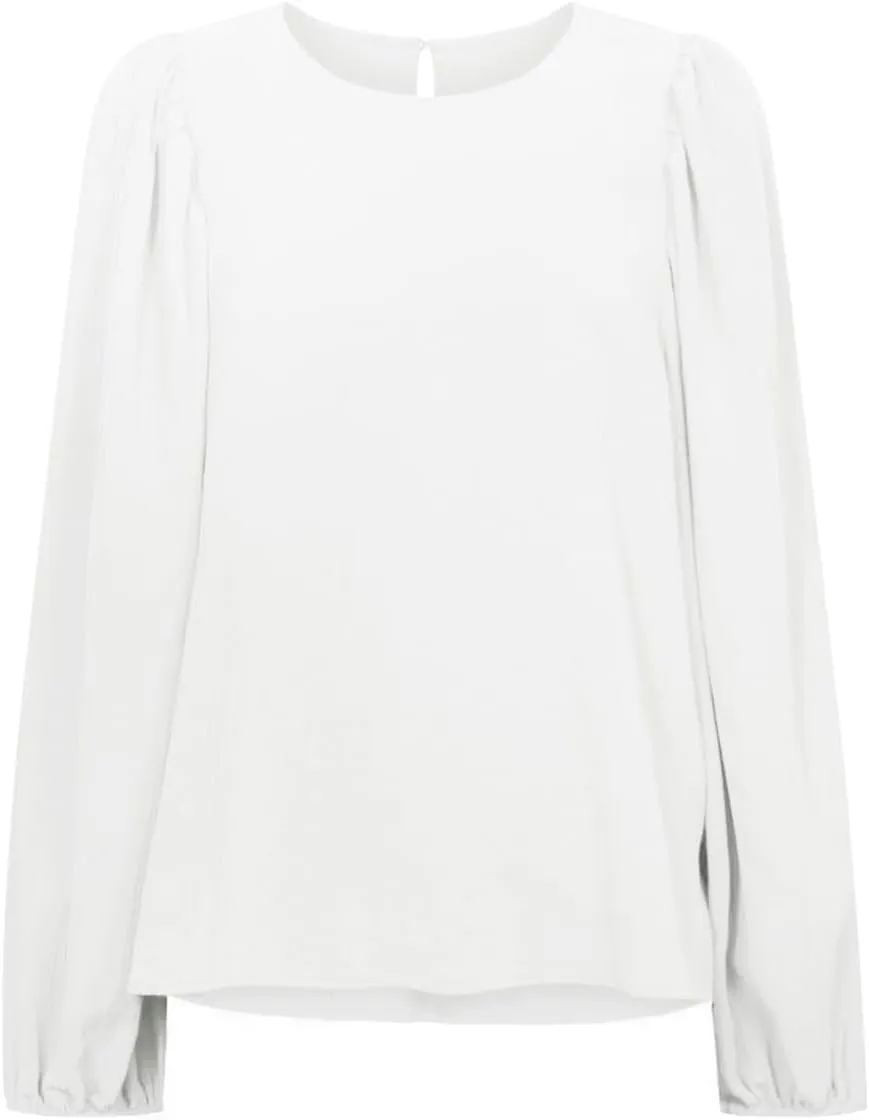 Lesore Womens Blouses Long Sleeve Solid Crewneck Balloon Sleeve Keyhole Back Blouses Tops Tshirts