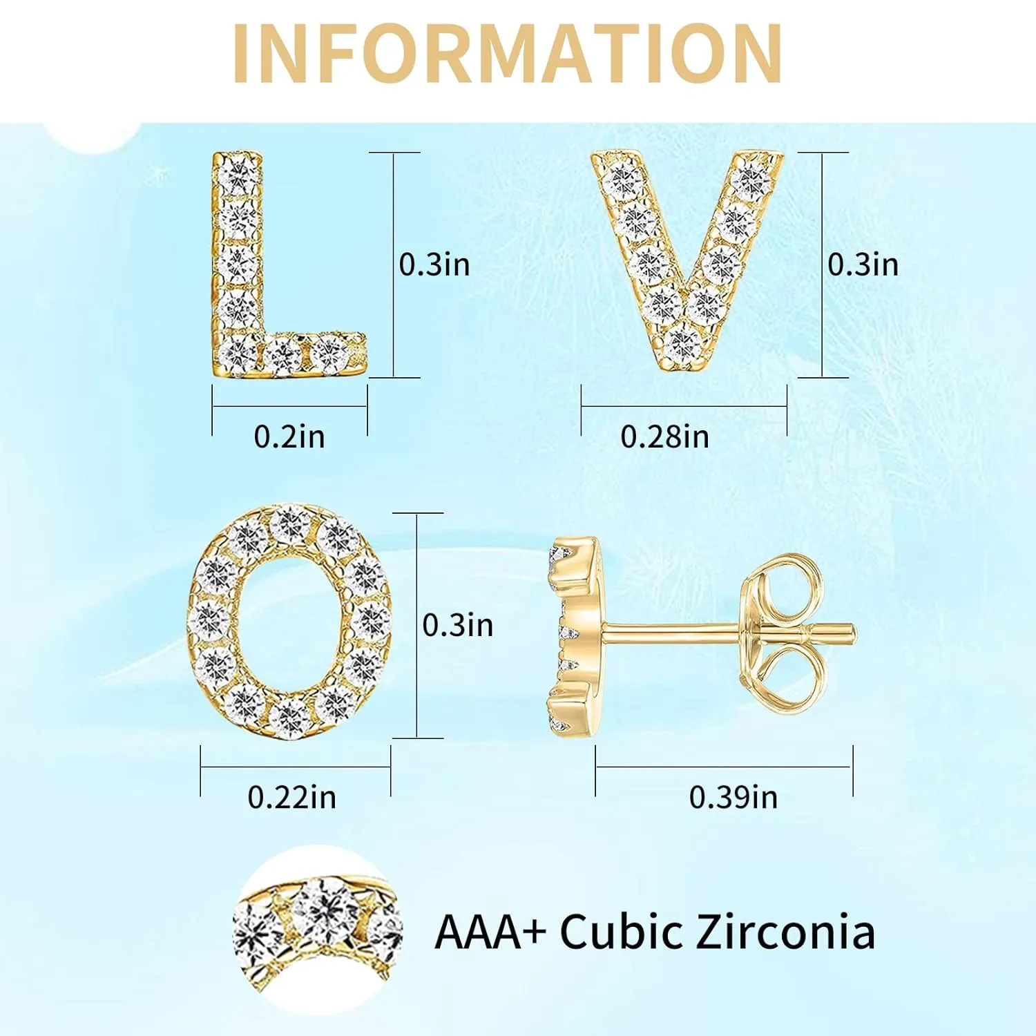 Letter R Initial Stud Earrings for Girls, 14K Gold Plated Sterling Silver Alphabet Letter Earrings, Post CZ Stud Earrings, Hypoallergenic Earrings for Girl Women Teen Girl Gifts (Gold, R)