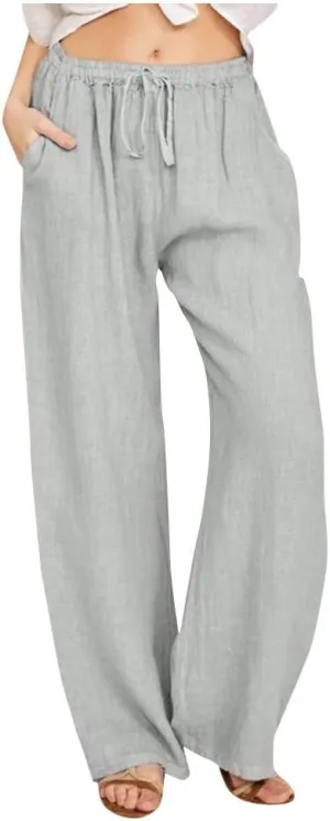 Linen Summer Pants Women 2024 Trendy Casual High Waist Drawstring Loose Fit Lightweight Long Palazzo Gauze Pants