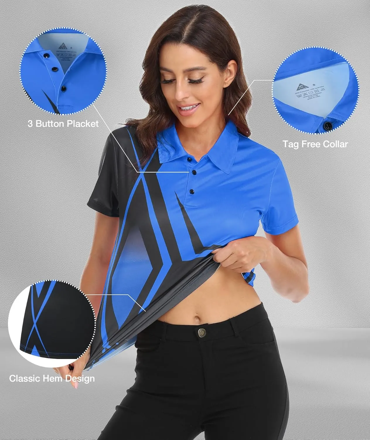 Little Beauty Women's Golf Polo Shirts Short Sleeve Moisture Wicking Tennis Athletic Shirt with 3 Button