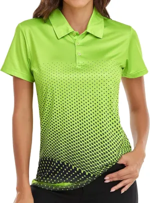 Little Beauty Women's Golf Polo Shirts Short Sleeve Moisture Wicking Tennis Athletic Shirt with 3 Button