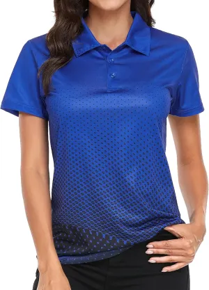 Little Beauty Women's Golf Polo Shirts Short Sleeve Moisture Wicking Tennis Athletic Shirt with 3 Button
