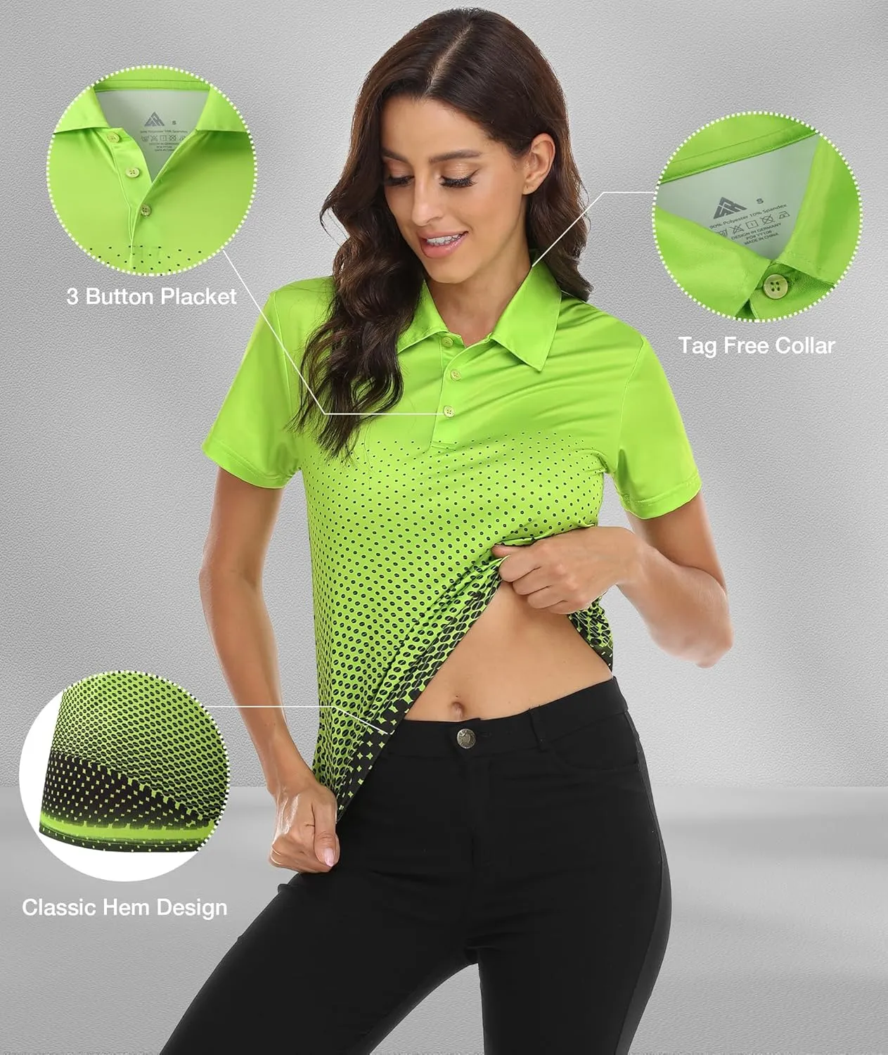 Little Beauty Women's Golf Polo Shirts Short Sleeve Moisture Wicking Tennis Athletic Shirt with 3 Button