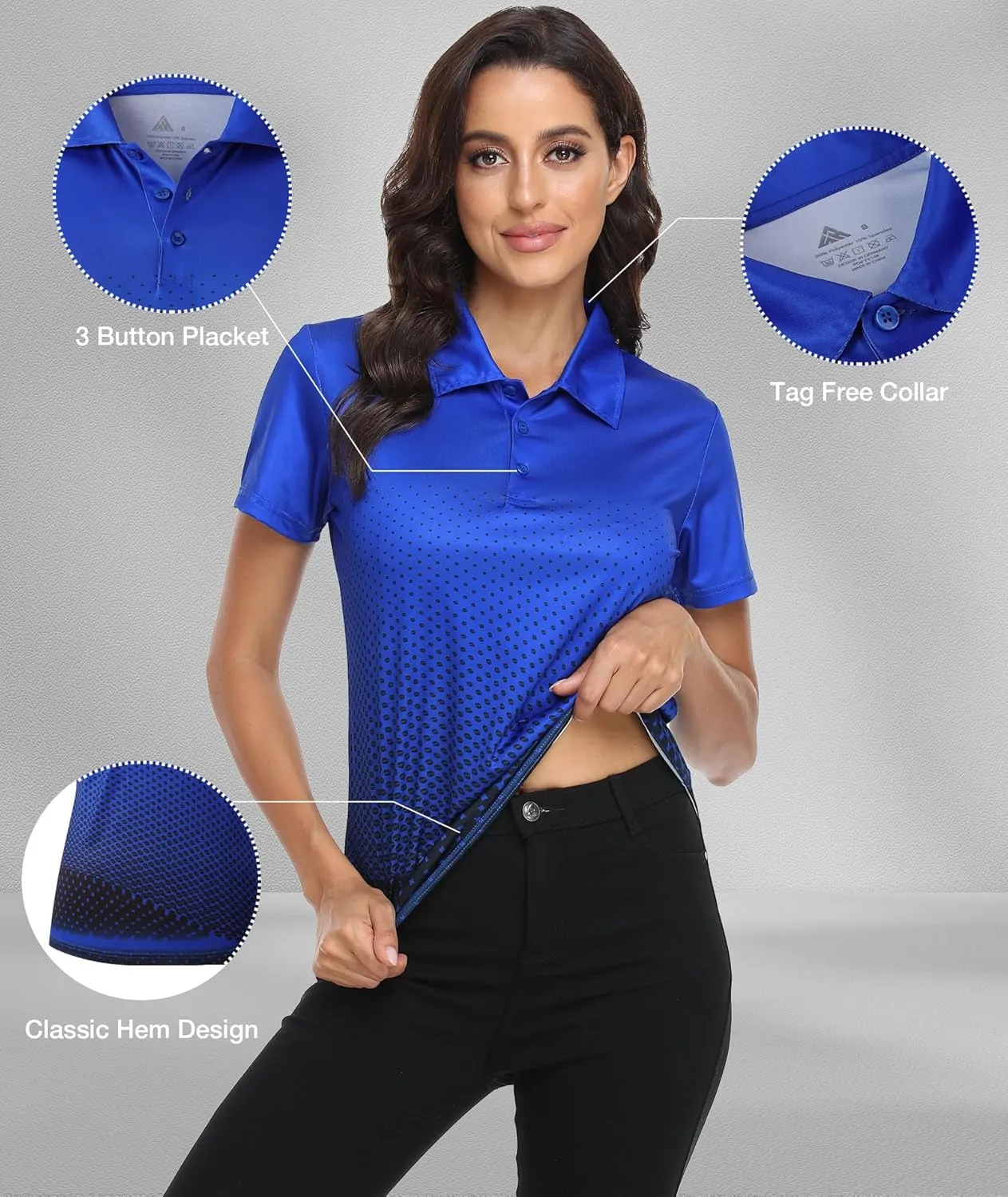Little Beauty Women's Golf Polo Shirts Short Sleeve Moisture Wicking Tennis Athletic Shirt with 3 Button