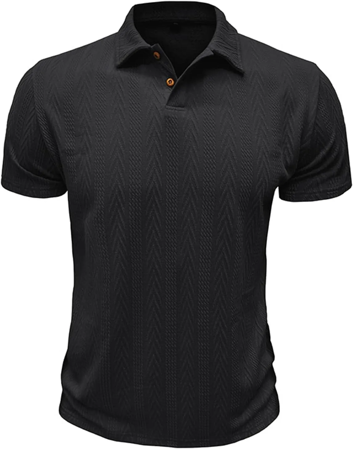 Mens Short Sleeve Polo Shirts Casual Reglar Fit Knit Textured Stretchy Golf T-Shirts