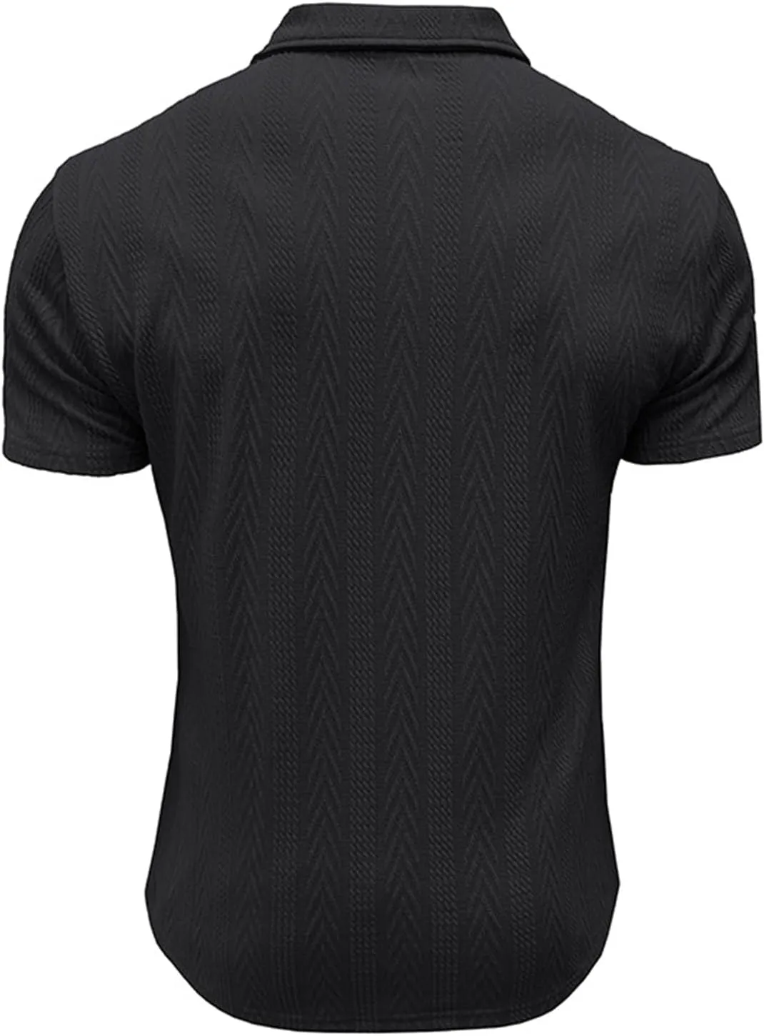 Mens Short Sleeve Polo Shirts Casual Reglar Fit Knit Textured Stretchy Golf T-Shirts