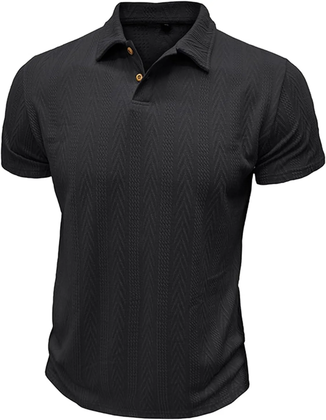 Mens Short Sleeve Polo Shirts Casual Reglar Fit Knit Textured Stretchy Golf T-Shirts