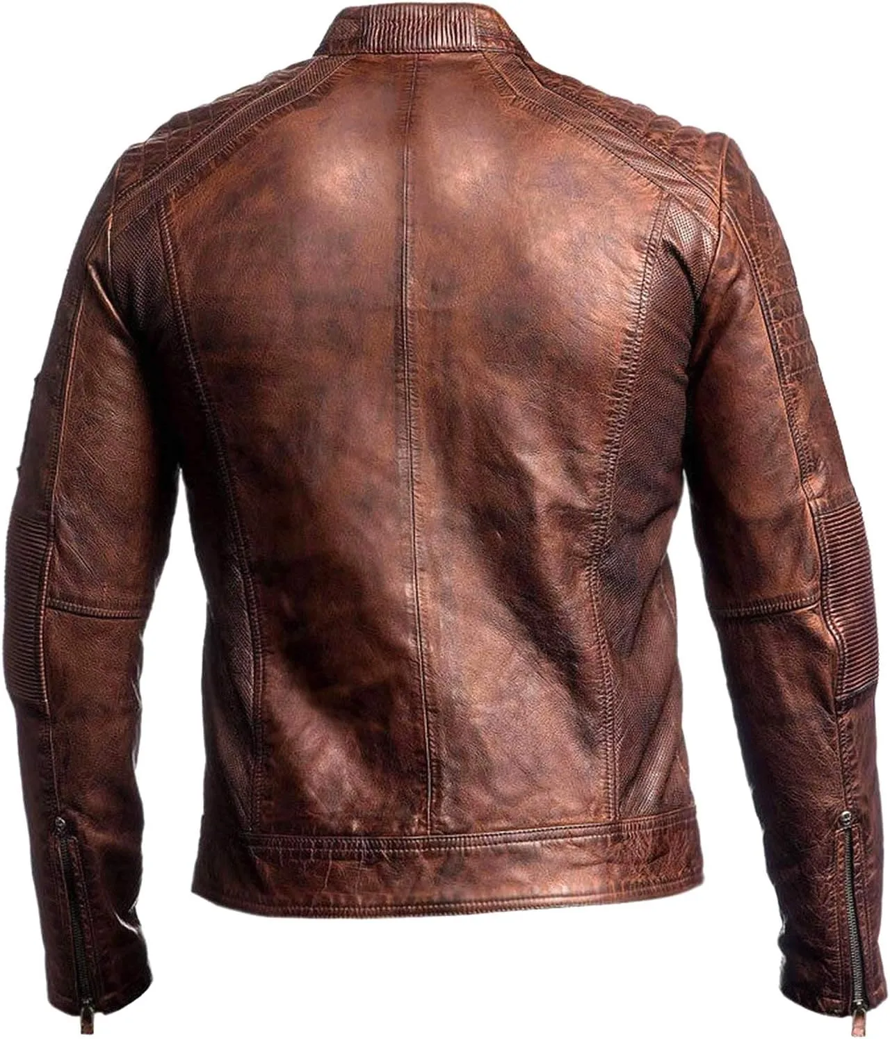 Mens Vintage Motorcycle Distressed Retro Biker Leather Jacket