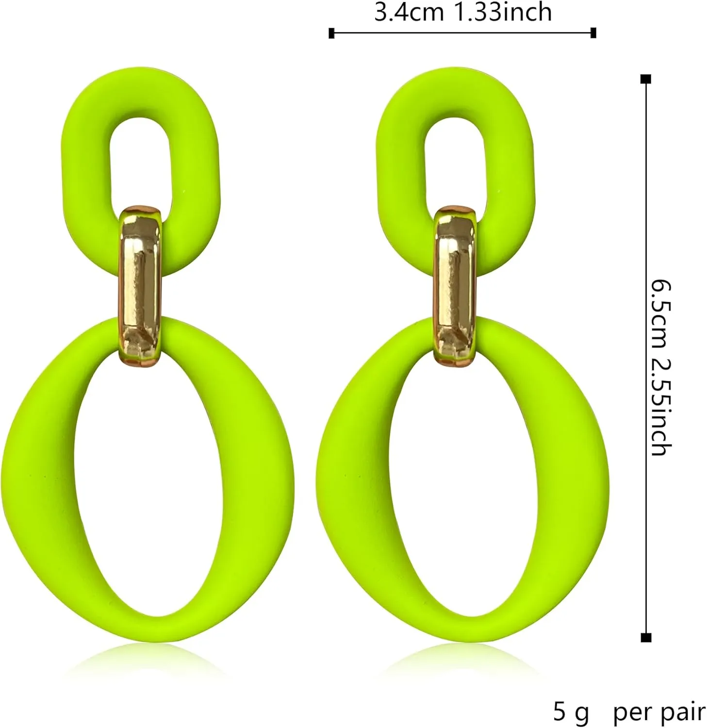 Neon Acrylic oval Earrings Fashion Acrylic Oval Link Hoop Statement Drop Earrings for Women
