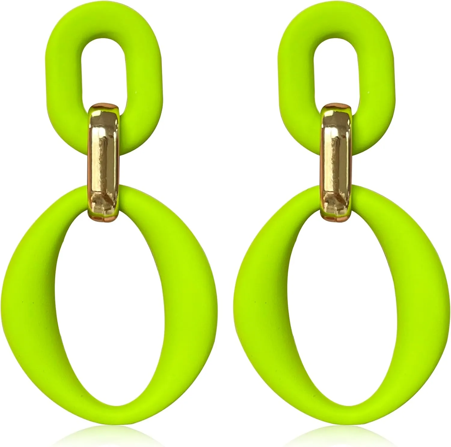 Neon Acrylic oval Earrings Fashion Acrylic Oval Link Hoop Statement Drop Earrings for Women