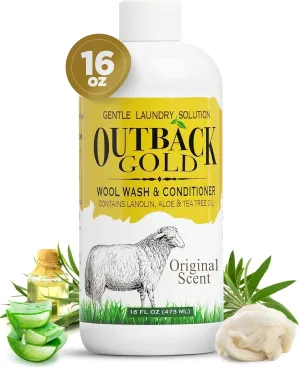 Outback Gold Wool Wash, 16 oz, Original Floral Scent, Natural Plant Based Liquid Laundry Detergent, Perfect Laundry Soap for Wool, Cashmere, Silk, Sheepskin, Baby Items, Mild, Neutral pH, Made in USA