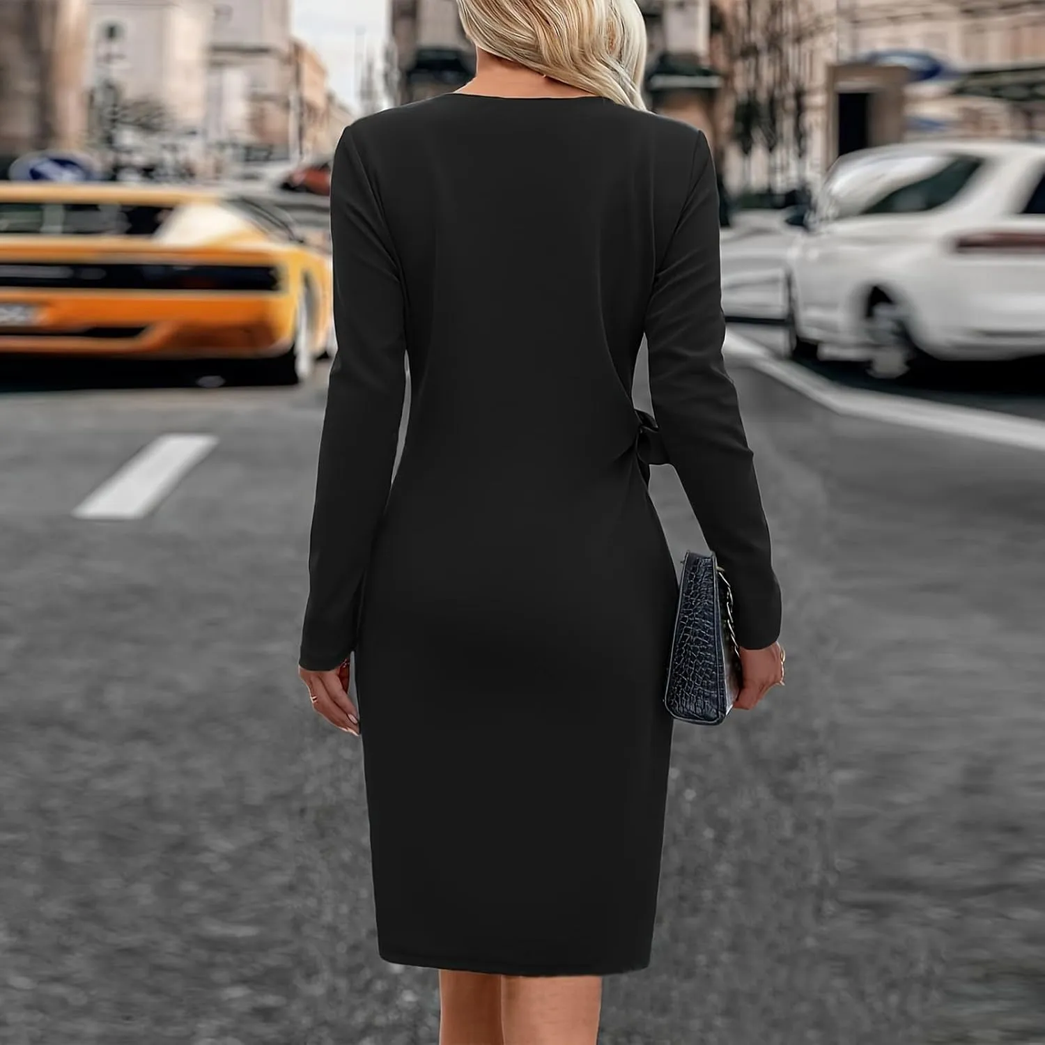 Turtle Neck Dress for Women,Womens Fall and Winter Fashion Sexy Slim Waisted Package Hip Dating Long Sleeve Dresses