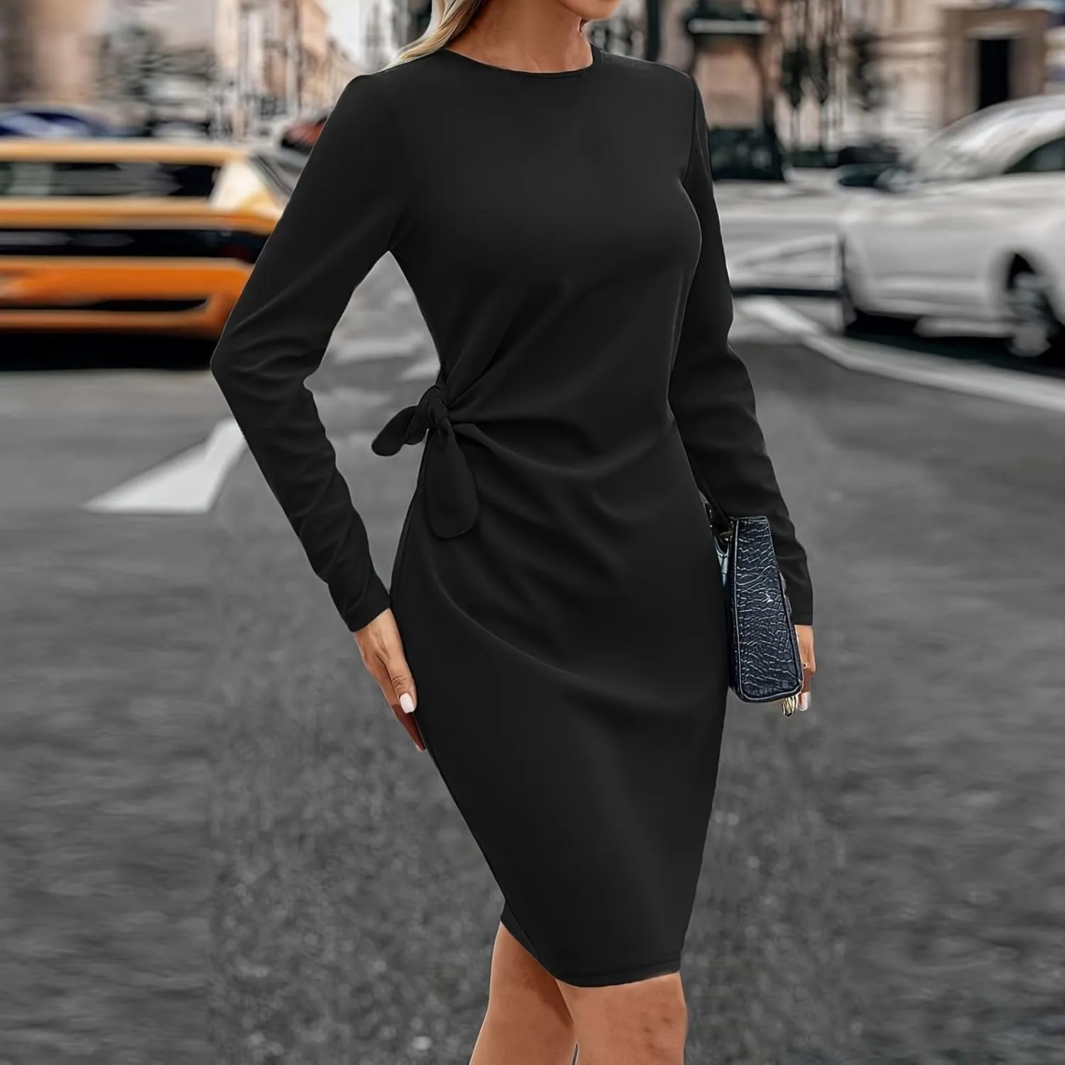 Turtle Neck Dress for Women,Womens Fall and Winter Fashion Sexy Slim Waisted Package Hip Dating Long Sleeve Dresses