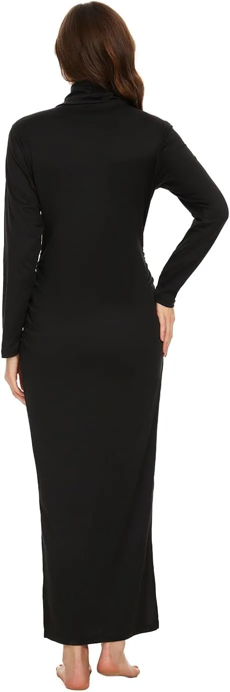 Turtleneck Long Sleeve Maternity Bodycon Dresses for Photography Maternity Baby Shower and Casual