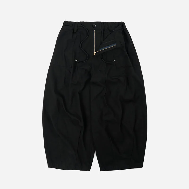 TWILL BALLOON PANTS - BLACK