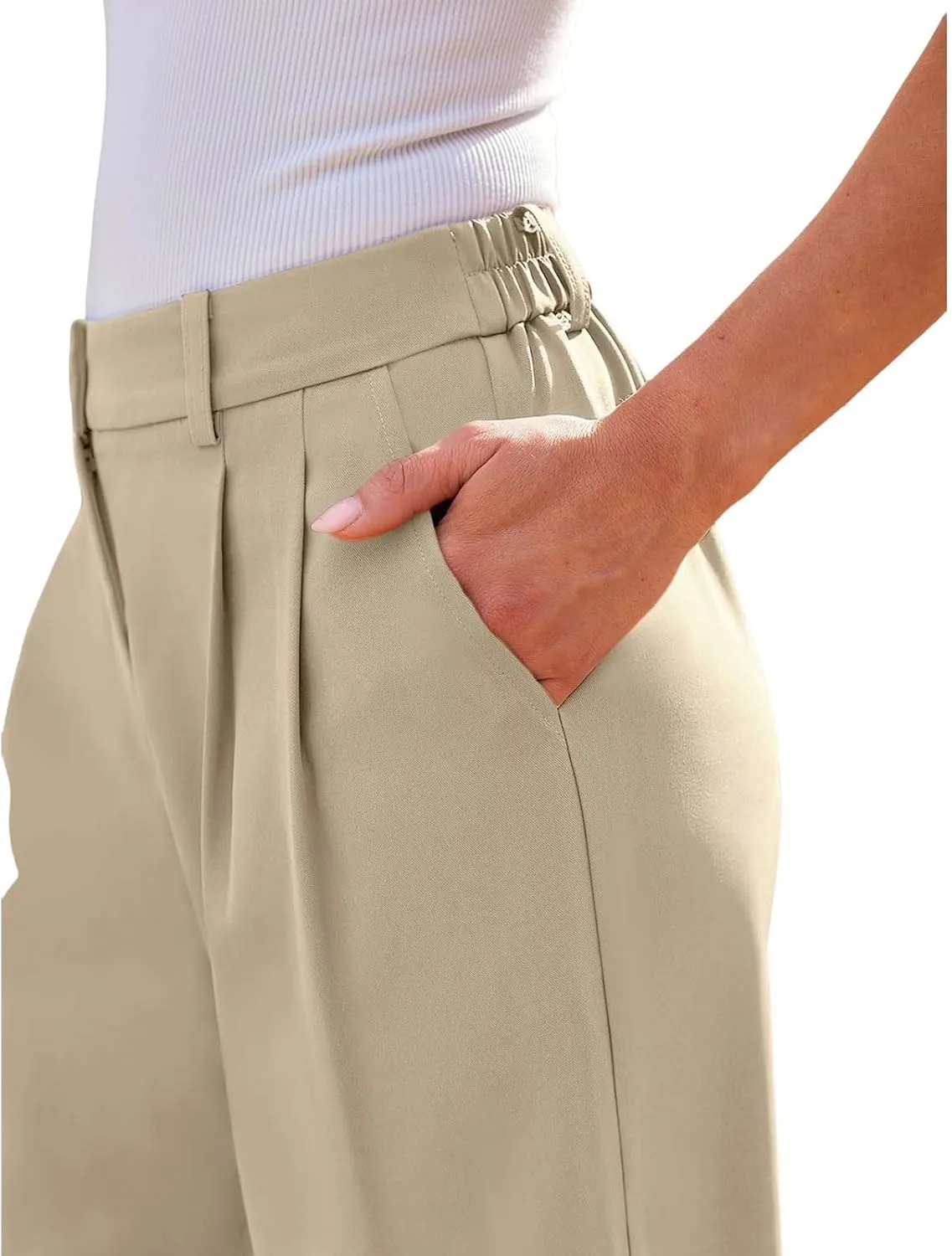 Wide Leg Dress Pants for Women High Waisted Lounge Pant Business Casual Trousers Flowy Palazzo Pants with Pocket
