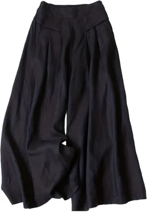 Womens Baggy Wide Leg Palazzo Pants Loose Elastic Waist Linen Pants Palazzo Lounge Trousers