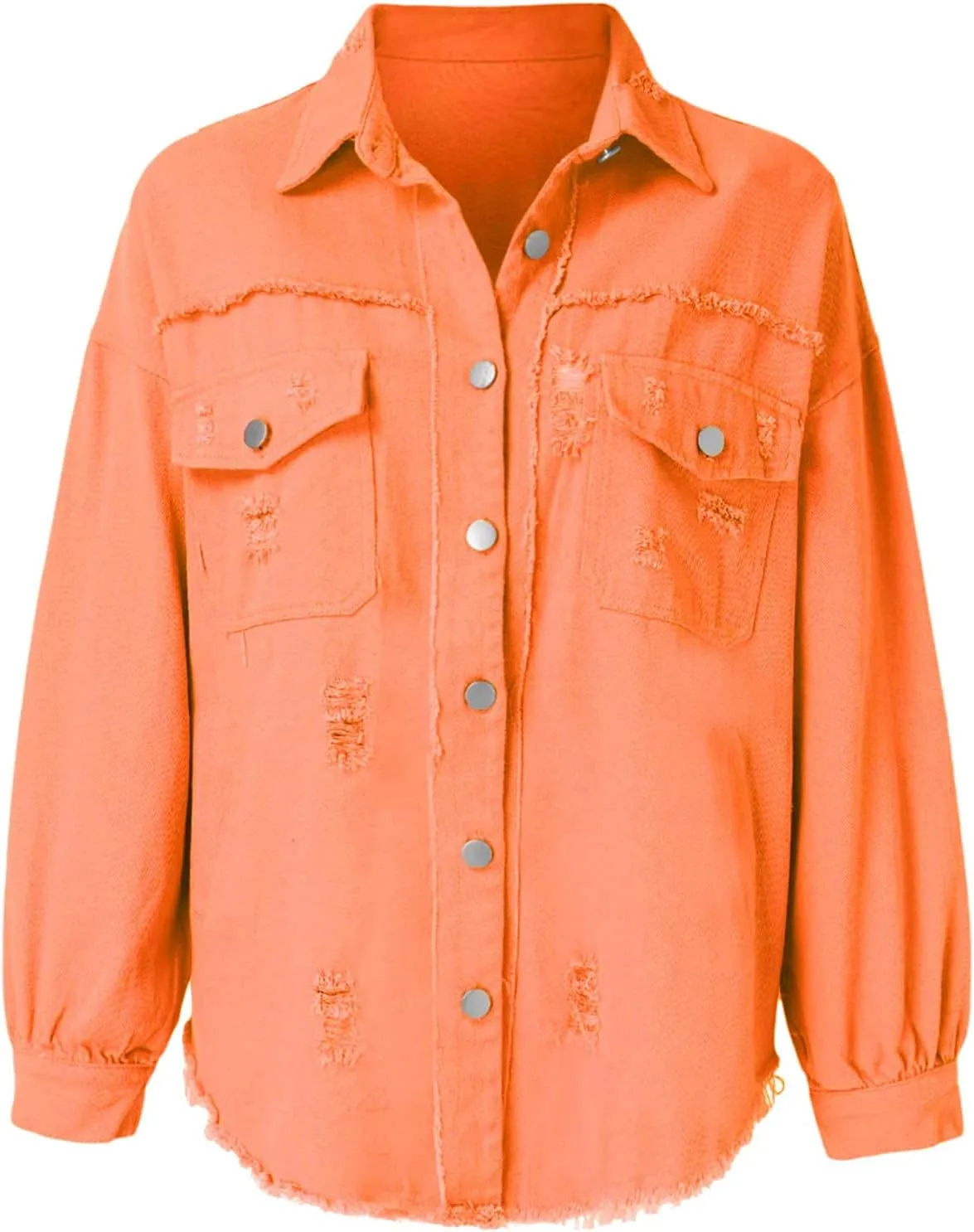 Women's Oversized Botton up Denim Jackets Classic Fit Crop Jean Jacket Stretch Casual Coat with Pockets Teen Girls