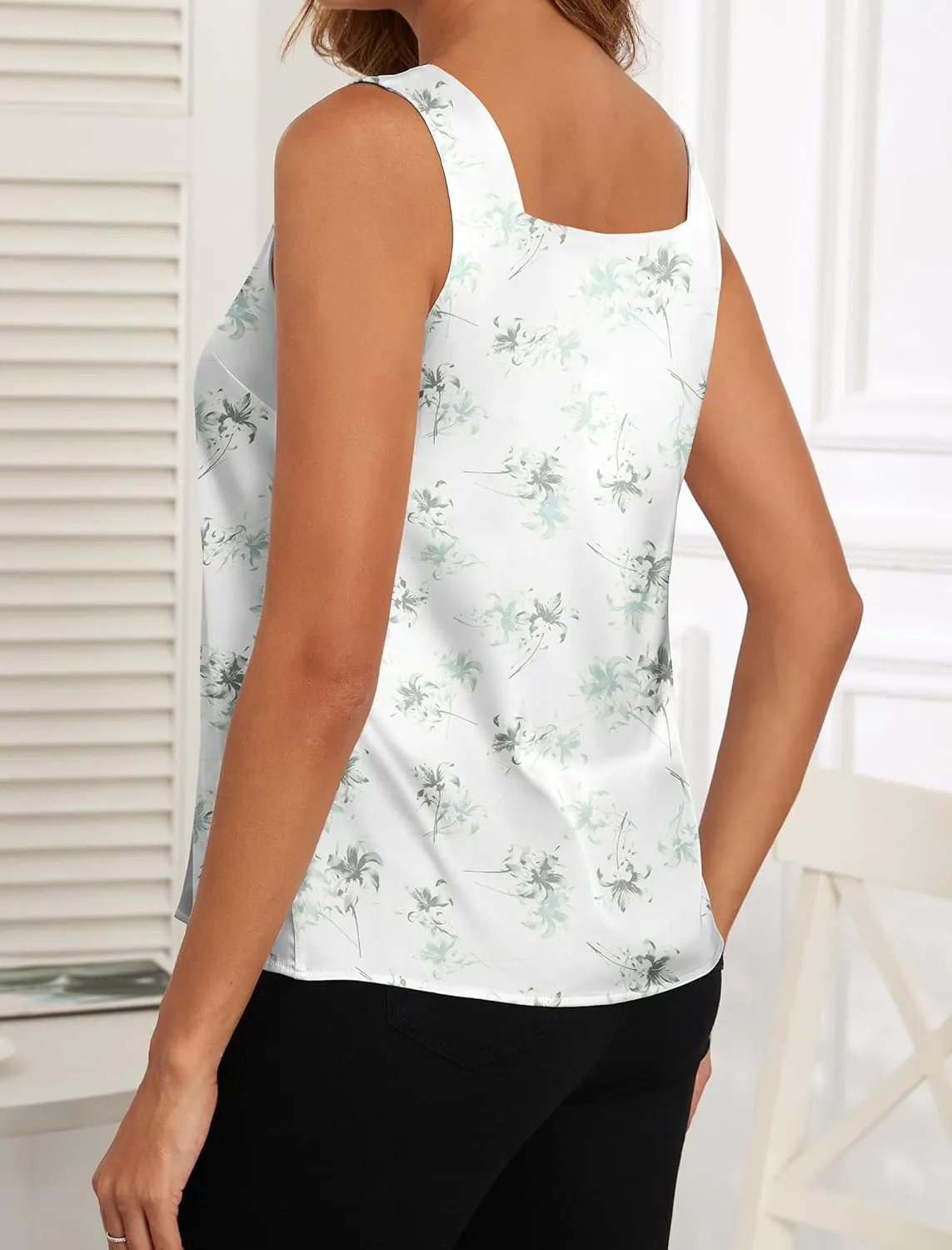 Womens Satin Tank Tops V Neck Camisole Tops for Women Dressy Casual Blouses Sleeveless Silk Shirts